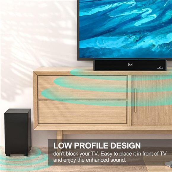 Soundbar with Subwoofer, 2.1 Sound Bar with Bluetooth/HDMI ARC/Optical/AUX/USB - Picture 3 of 6